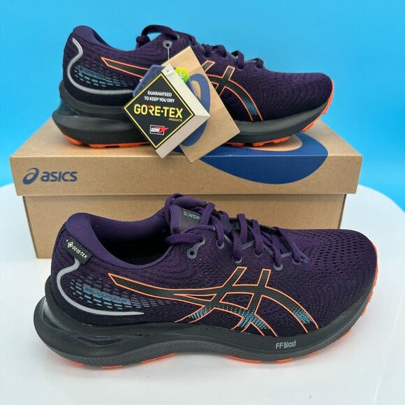 Asics Women's Gel Cumulus 24 GTX Running‎ Shoes, Size 9.5, Night Shade/Orange - Picture 5 of 11